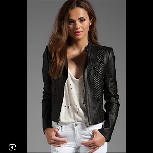 Beautiful BCBG MAX AZRIA Misa Blocked Jacket Moto Jacket - Picture 2 of 7